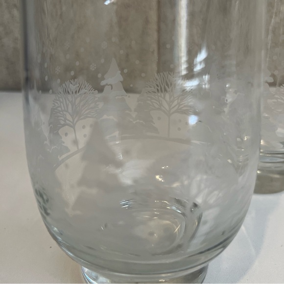 Vintage Libbey Piney Forest Elegant Etched Glass Gold Rimmed Glass Tumblers 4 pc - Picture 3 of 6